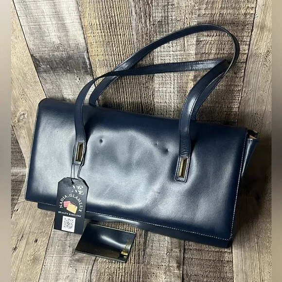 Delvaux Vintage Blue navy leather handbag 1829 - Picture 3 of 15